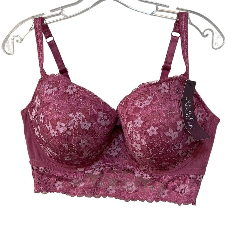 NEW Adored by Adore Me sz 40DD Payal Longline Underwire Floral Lace Demi Cup Bra
